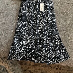 Petal & Pup Navy and White A-Line Midi Skirt